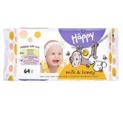 Servetele umede pentru copii cu lapte si miere Happy, 2x64buc